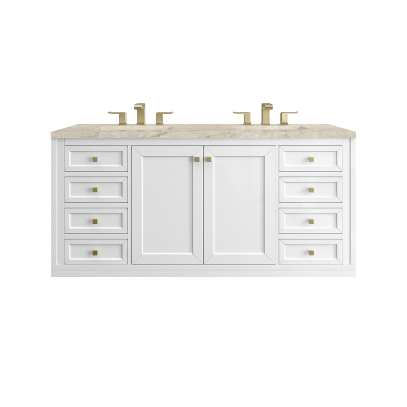 Ensemble de meuble-lavabo double 60 po Chicago, Blanc lustré, Tajnar Eclos, 8 po