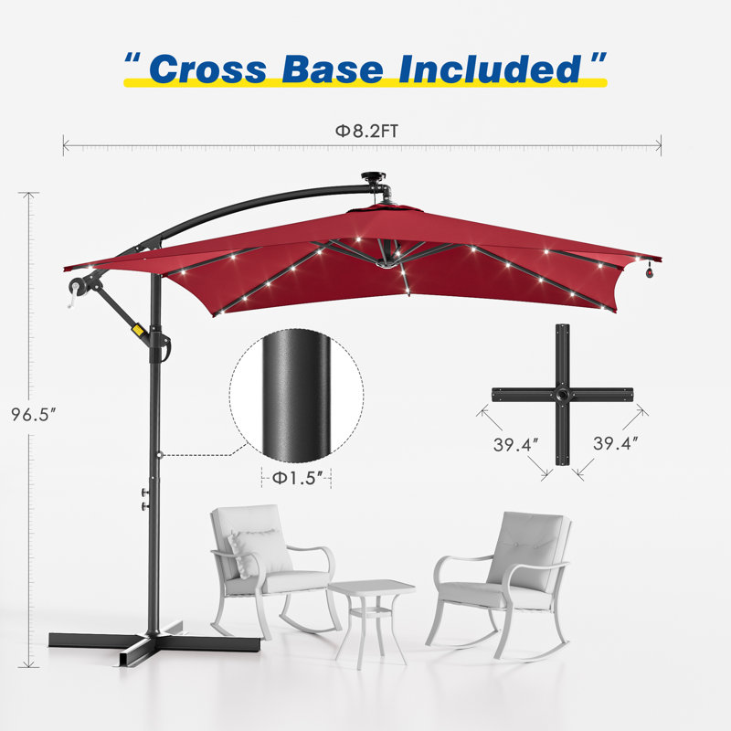 Parasol en porte-à-faux 8 pi Dushaun, Rouge