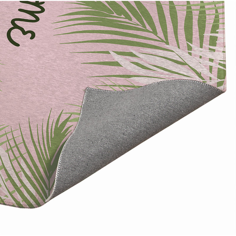 Waving Palm Welcome Indoor Doormat, 48" W x 72" L, Pink