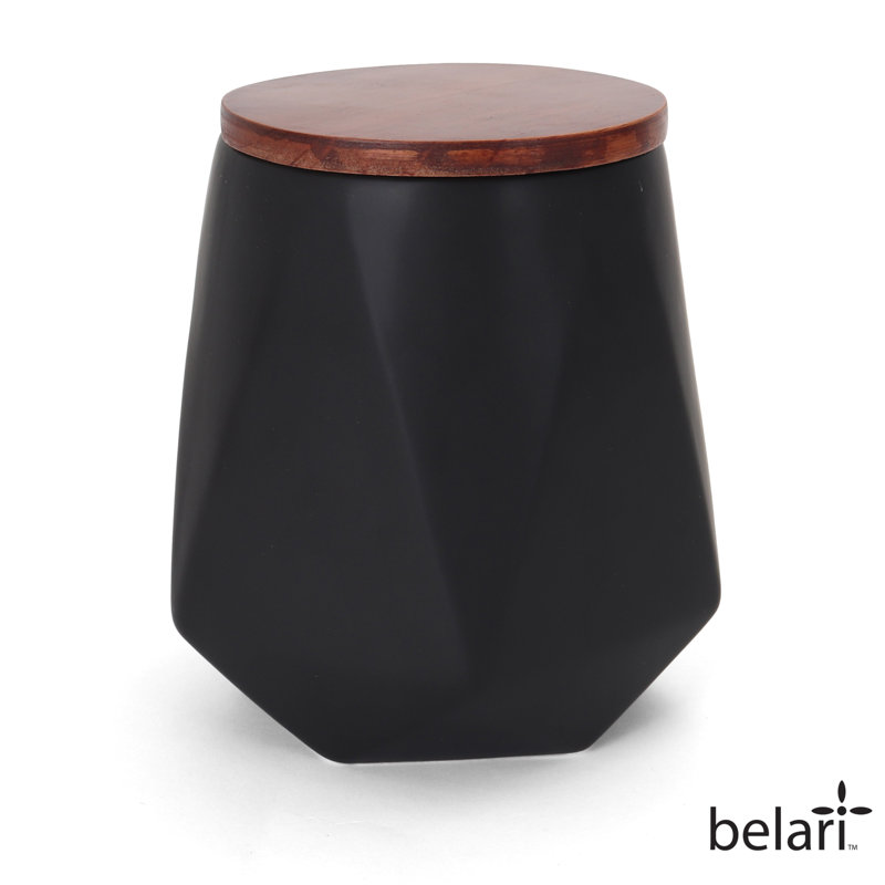 Pot de rangement à facettes, Noir, H 7 po x l 6 po x P 6 po
