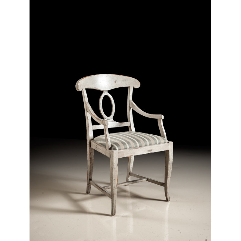 Chaise avec accoudoirs rembourrée grise
