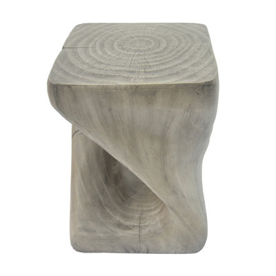 Twist Shape Side Table with Wood-like Texture, Unique Spiral Design for Indoor and Outdoor Use, Durable and No Assembly Required