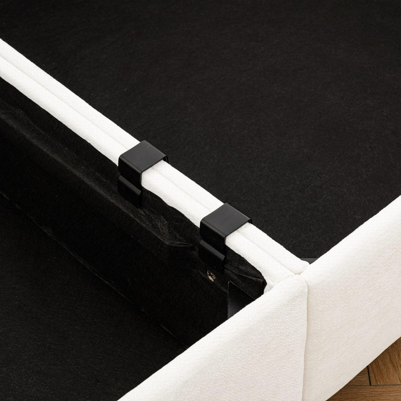 Canapé d'angle modulaire en chenille de 142,5 po avec repose-pieds mobile Solstice, Chenille blanche