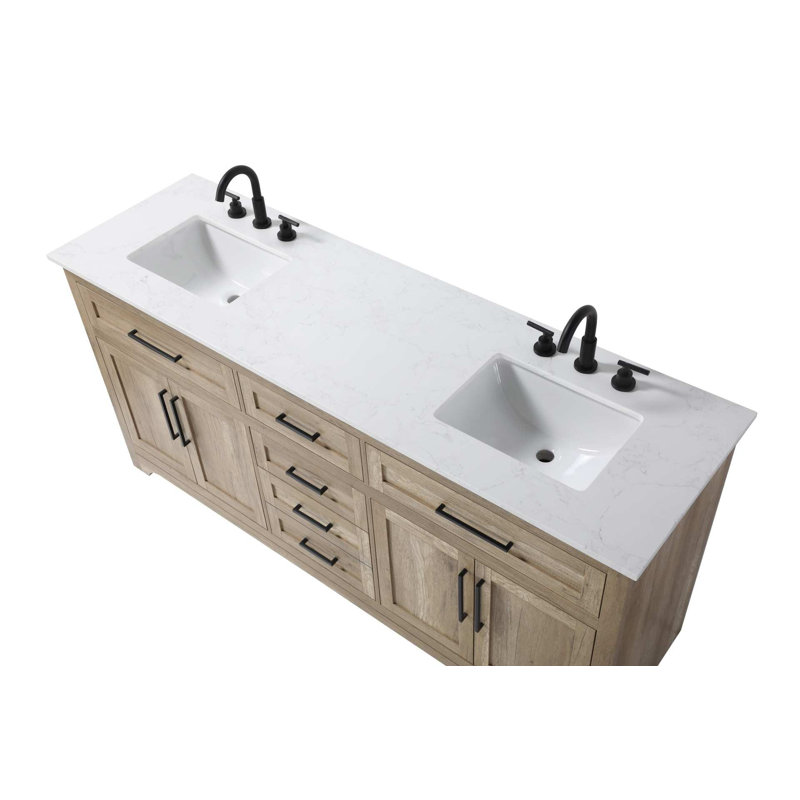 Meuble-lavabo double 72 po en chêne naturel, 72", Chêne naturel