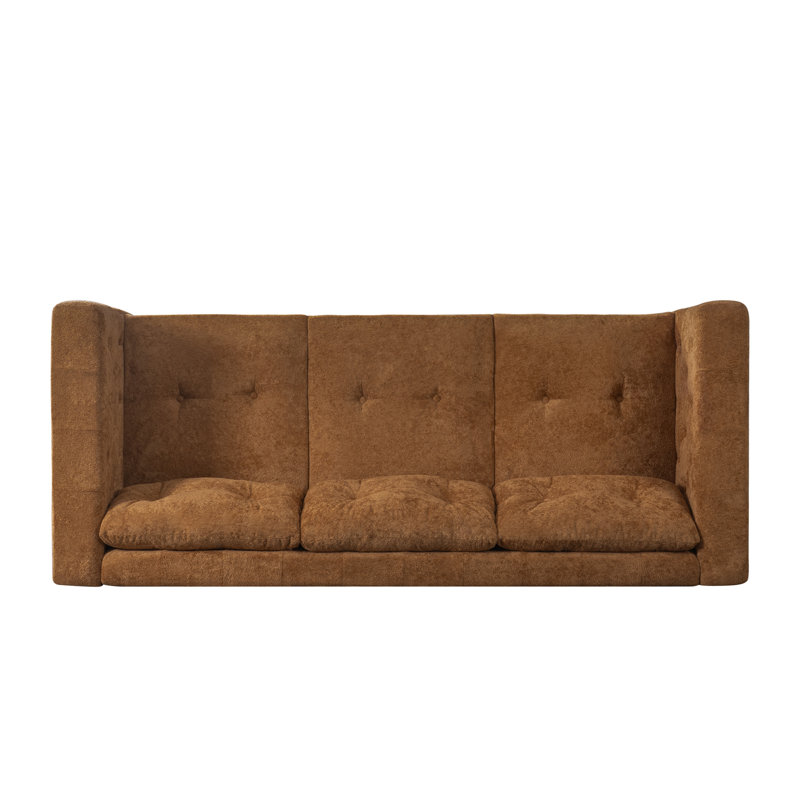 Canapé à accoudoirs carrés en chenille de 78 pouces, Chenille orange
