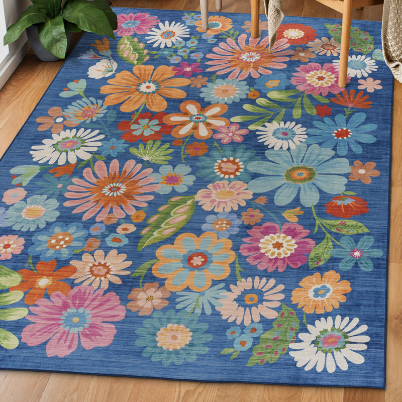 Azharia Machine Washable Area Rug Living Room Bedroom Bathroom Kitchen Non Slip Stain Resistant, Rectangle 5' x 7'
