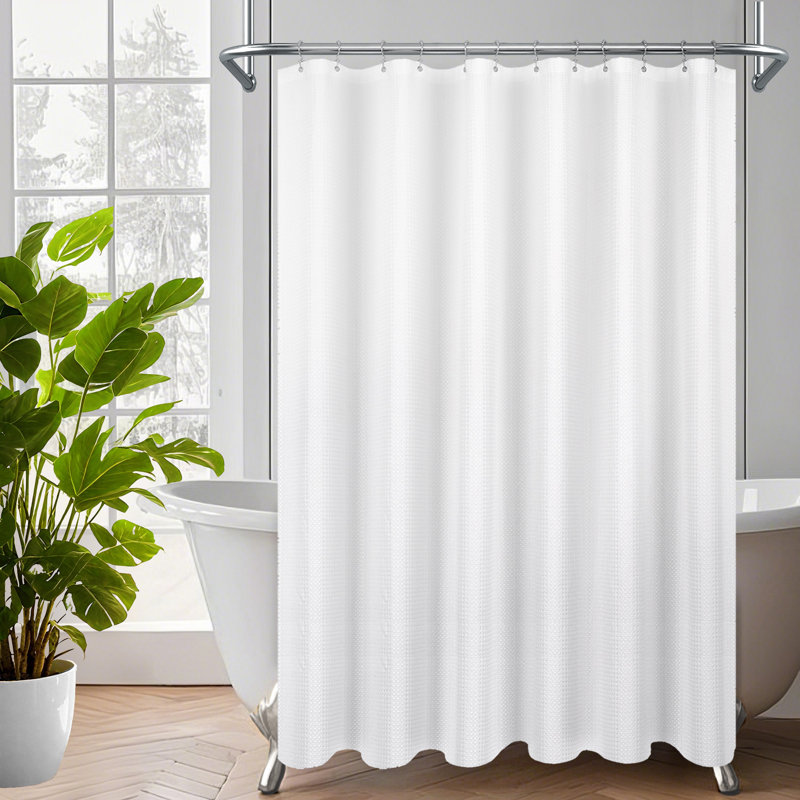 Rideau de douche à tissage gaufré, Blanc, H 72 po x l 71 po
