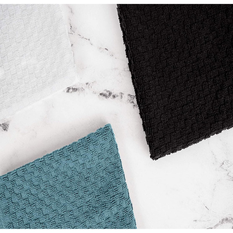 Super Absorbent Kitchen Towels 12 Pack - Premium 100% Cotton Kitchen Towels, 450GSM Thick Machine Washable Aqua Dish Towels For Kitchen Drying, Cleaning, Dobby Weave, Unmatched Quality