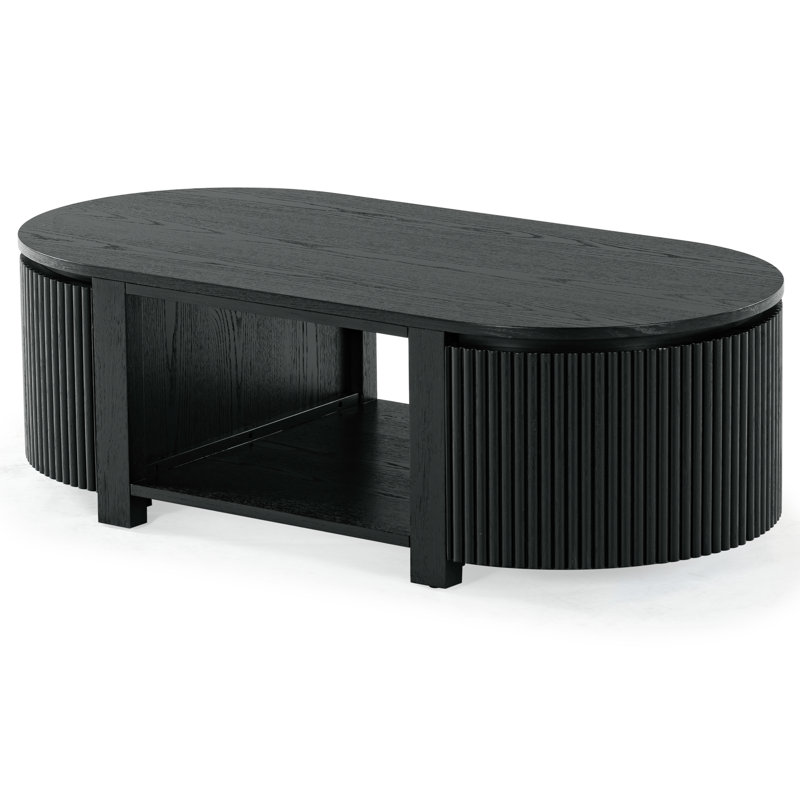 Christy Reeded Oval Coffee Table, Black