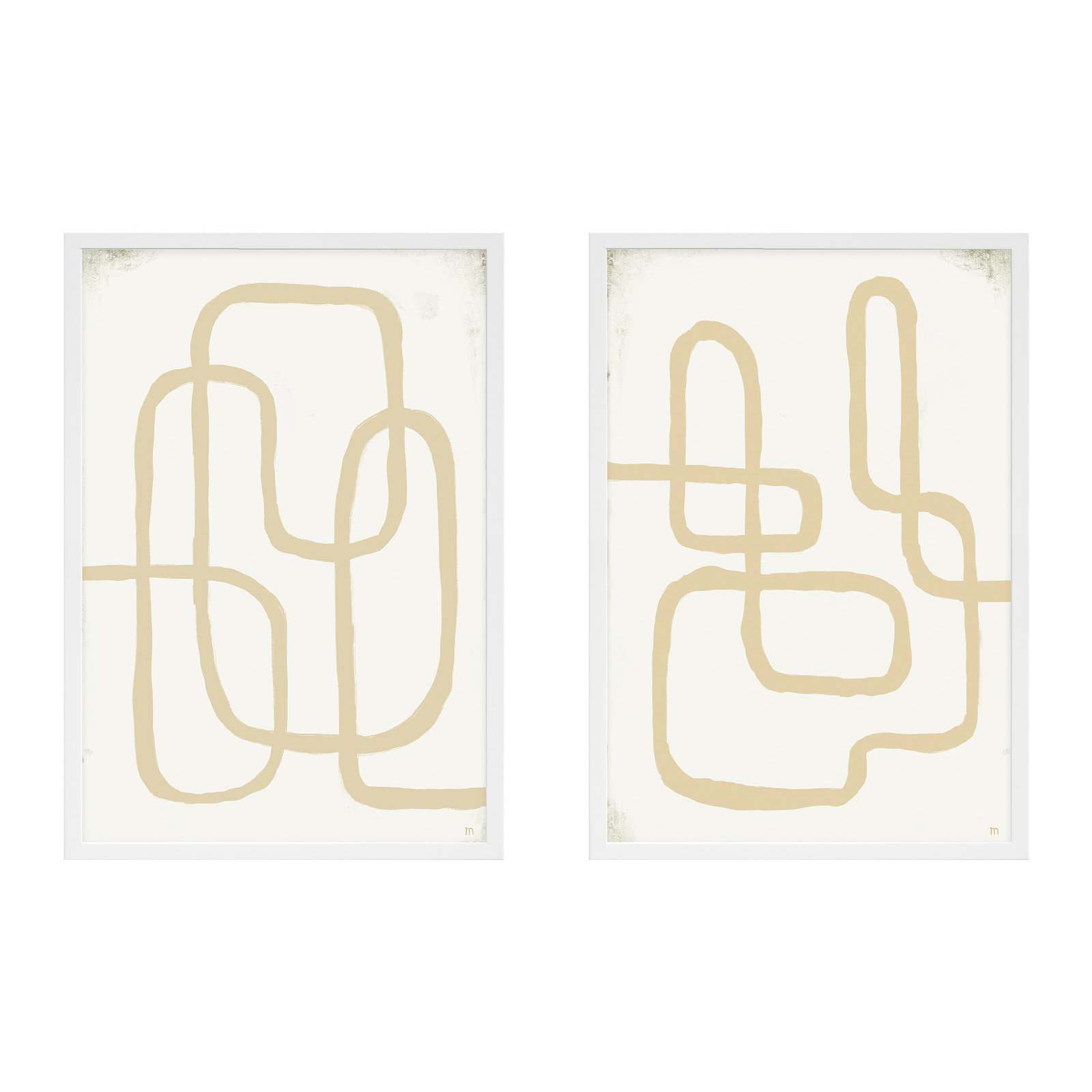 Line Works In White by StudioM, White Framed Paper, 50" H x 70" W x 1.25" D