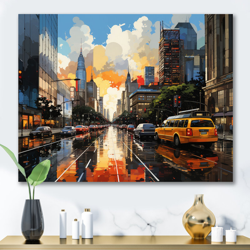 City Atlanta Popart II sur toile, Toile tendue, H 24 po x l 32 po x P 1 po