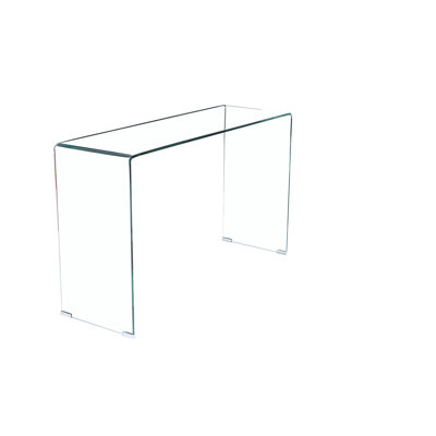 Transparent Living Area Desk With Rounded Corners - Functional And Attractive Easy To Wipe Down Clear Glass Console Table For Daily Work Study Clean