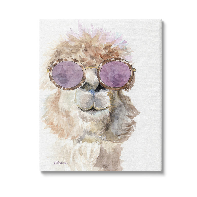 Art mural en toile à la mode «Alpaca Portrait» par Jennifer Redstreake, H 20 po x l 16 po