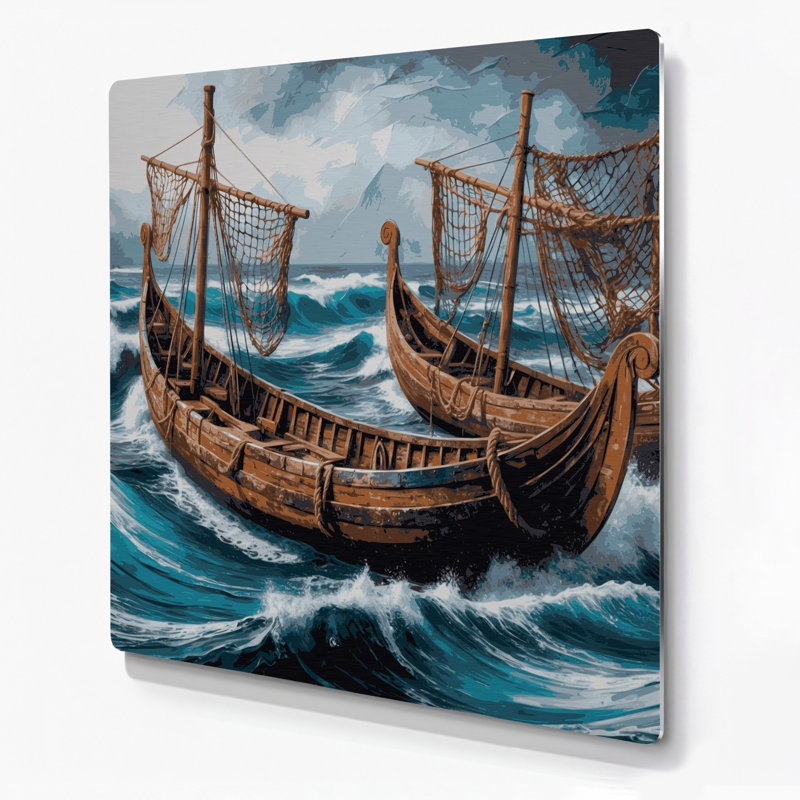 Art mural nautique scandinave maritime gris en métal, H 16 po x l 16 po
