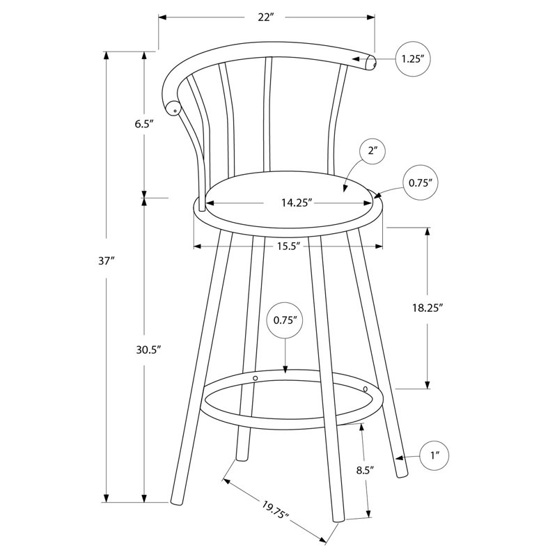 2 Contemporary , Swivel, Grey Metal Base, Black Leather Look Seat, Modern Design 2Pcs Swivel Bar Height, Material, Stylish