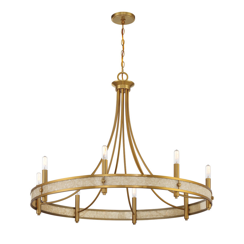 Keyoshia 8-Light Chandelier in Warm Brass, 29" H x 36" W x 36" D, 8 Lights