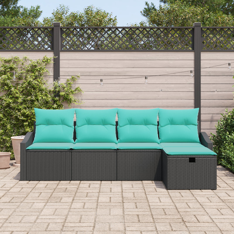 Ensemble de canapé avec coussin et rangement 4 pièces vidaXL, Noir, 4 pièces: 2 sièges d'angle, siège du milieu, re