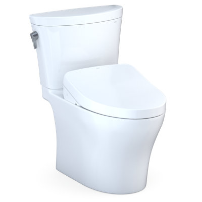 TOTO® WASHLET®+ Aquia IV® Arc Two-Piece Elongated Dual Flush 1.28 and 0.9 GPF Toilet with Auto Flush S500e Bidet Seat, Cotton White