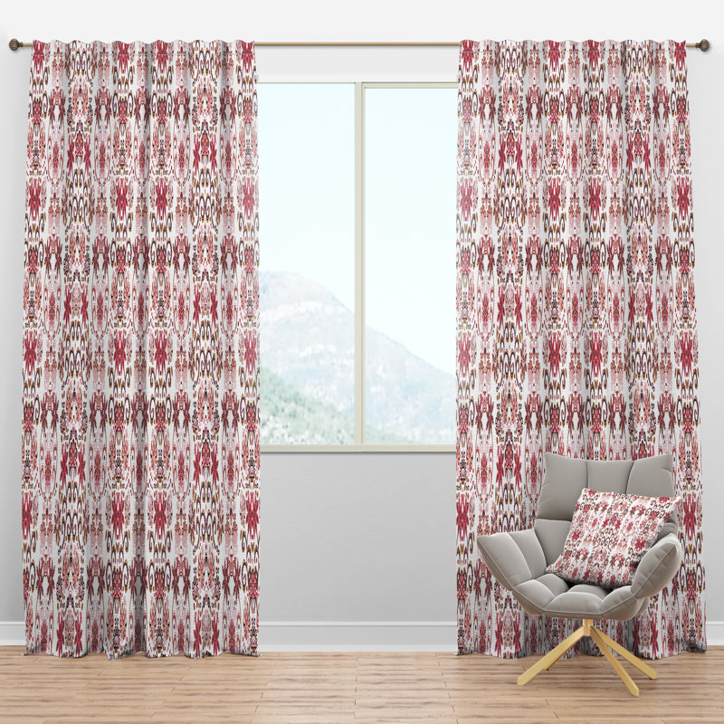 Ornamental Retro Pattern - Mid-Century Curtain - Velvet Room darkening - 1 panel, 52"W x 120"L
