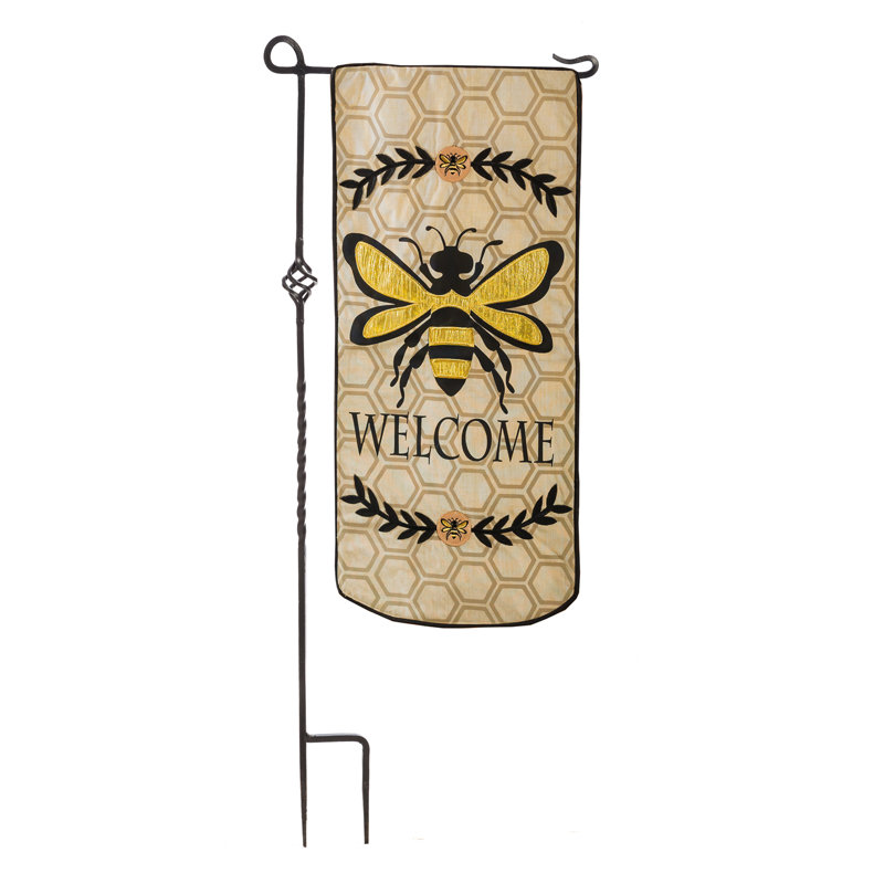Drapeau de jardin en lin 28 po x 13 po Lunnard Bee Welcome Everlast Impressions