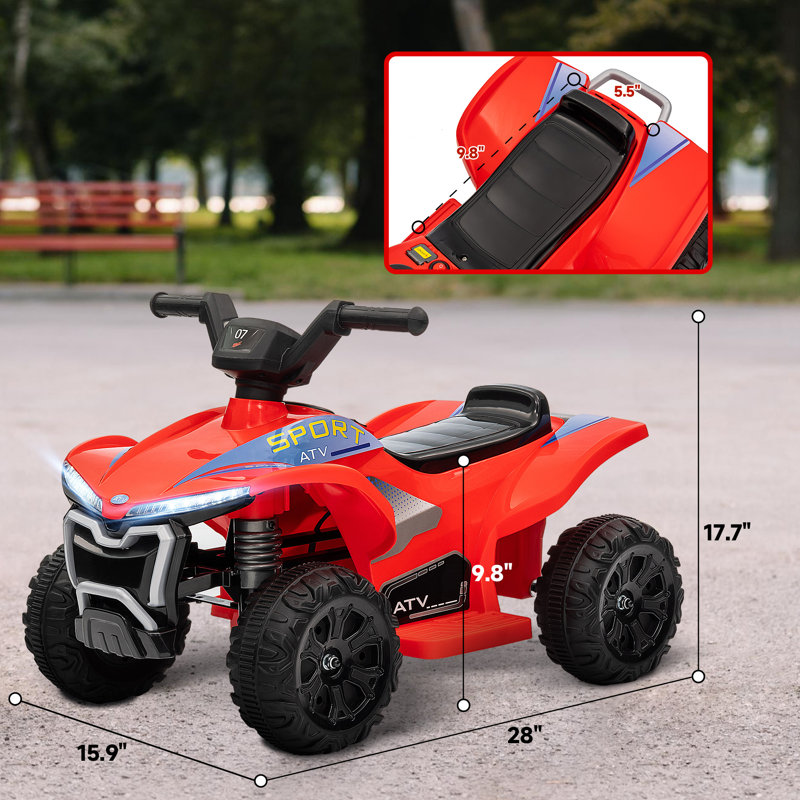 Kids 6V Electric Quad with Lights in Bright Pink