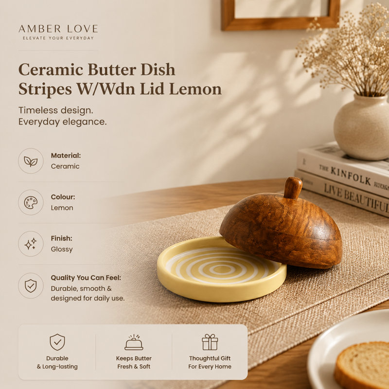 Lily Manor Ceramic Butter Dish, Brown/Beige