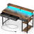 Computer Desk with Power Outlets & LED Light with 3 Drawers and Storage Shelves, Writing Desk with Monitor Stand, Rustic Brown
