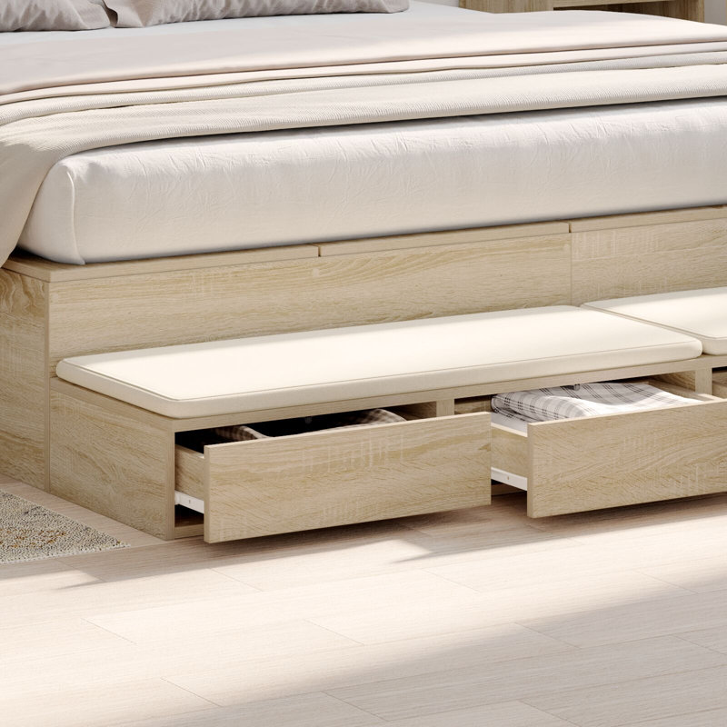 Underbed Storage Drawers, Sonoma Oak, 16.5 H x 180 L x 36.5 W cm