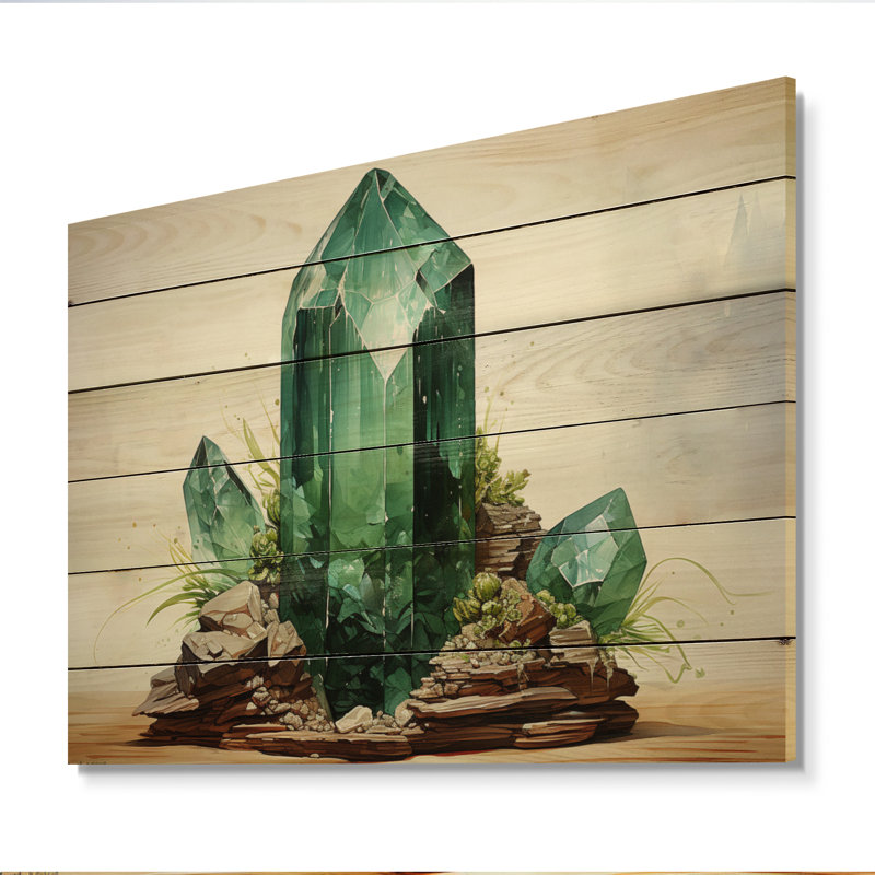 Kalev Green Spiritual Stone Green Aventurine II sur impression sur bois, H 30 po x l 40 po x P 0,78 po