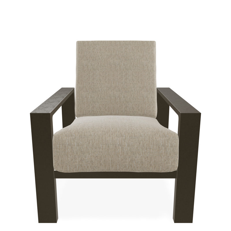 Chaise avec accoudoirs à coussin profond Larssen, Bois de plage, Dune Grasscloth