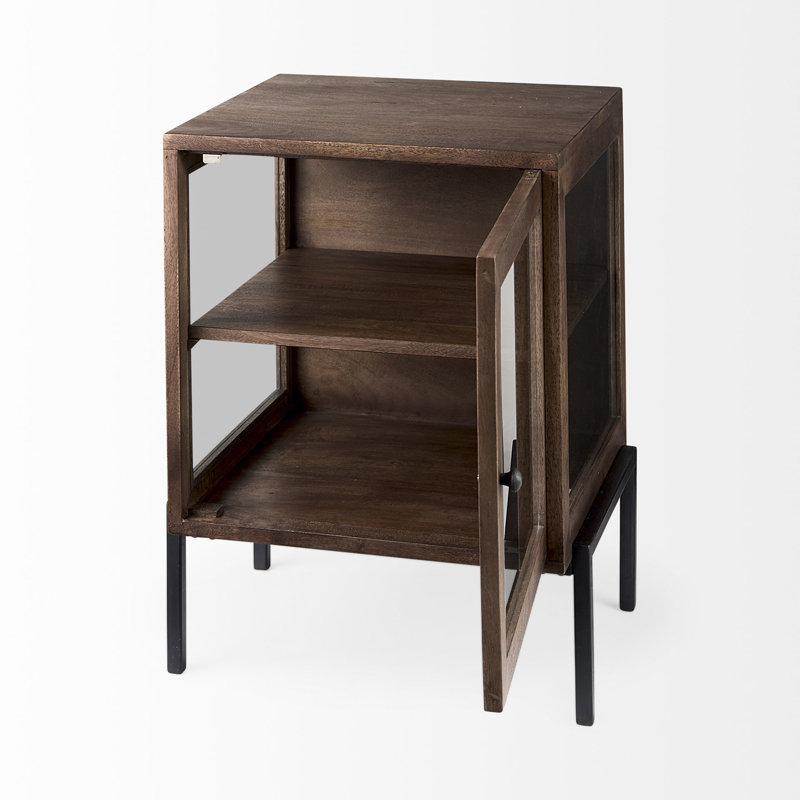 Table de chevet en bois massif Warner, Brun moyen