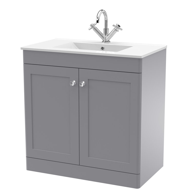 Classique Bathroom Vanity, Satin Grey, 80.5 cm W