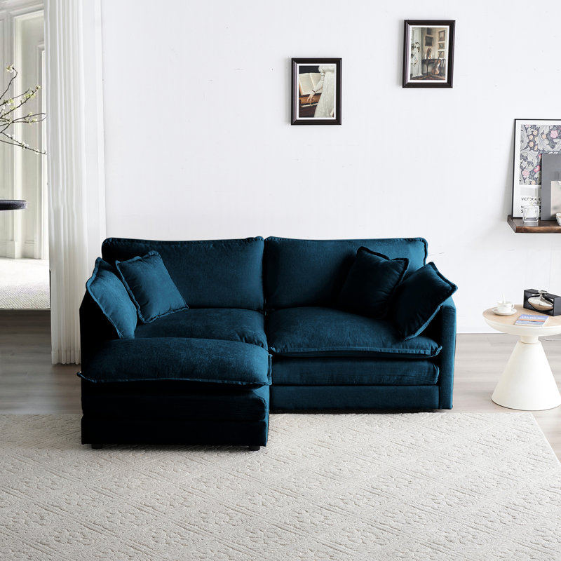 Chenille deux pièces avec salon modulaire en bois massif bleu
