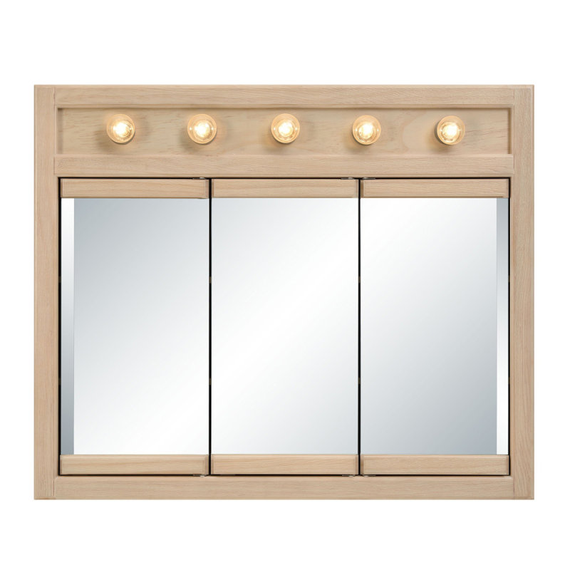Armoire à pharmacie murale en bois massif 36 po Faucett, fixation murale, blond nordique, 30" H x 36" W