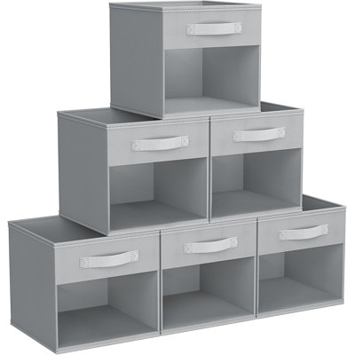6 Pack Foldable Storage Cubes With Clear View Window & Handles, Fabric Organizer Bins For Closet, Shelf, Nursery, Toy, And Home Organization