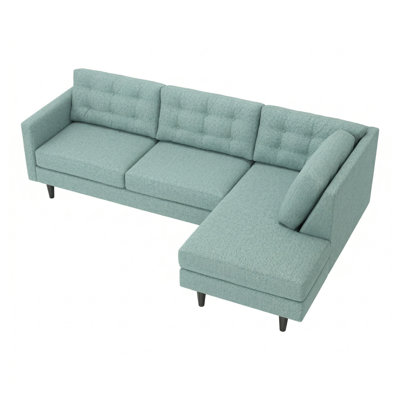 Talmadge 3-Seat Sectional Sofa with Engineered Wood Frame, Polyester Upholstery in Blue, Sage Green, or Seafoam