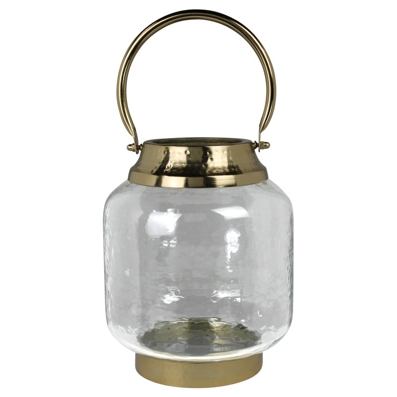 Lantern With Brass Handle  5” Drop Handle