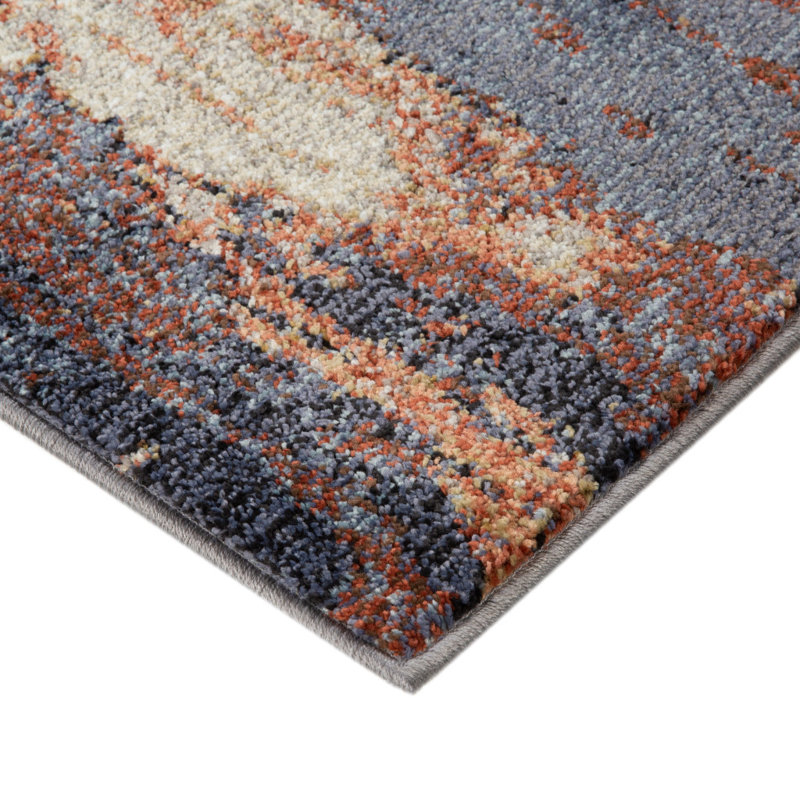 Tapis abstrait rouille et bleu 2 pi x 3 pi