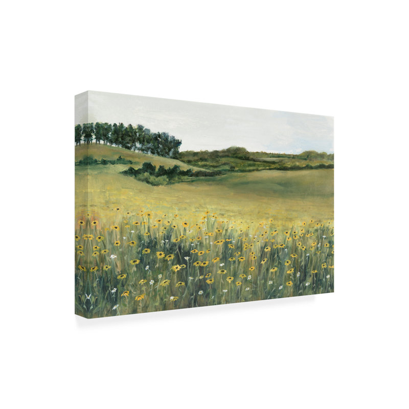 Pré jaune sur toile, H 16 po x l 24 po x P 2 po