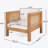 Acacia Wood Outdoor Club Chair With Wicker Armrest And Beige Cushions,400 Lbs Capacity