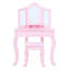 Teamson Kids Little Princess Corner Pink Play Vanity Table & Stool with Tri-Fold Mirror