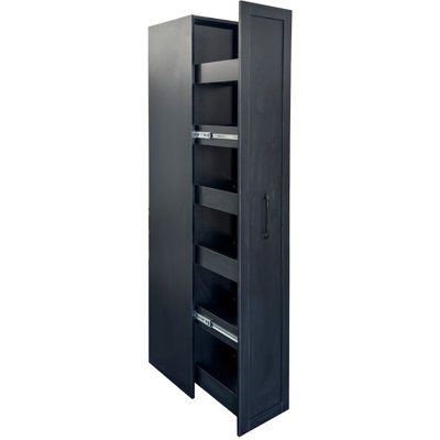 BLACK ,Large, Slim Storage Cart, Kitchen Rolling Cart, Narrow Storage Cabinet with Handle & Wheels, Wood Spice Rack Next to Fridge, Pantry Shelf for Kitchen, Small Spaces