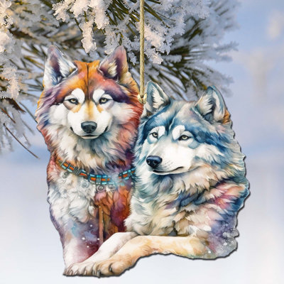 Mysterious Wolves Wooden Ornament by G. DeBrekht