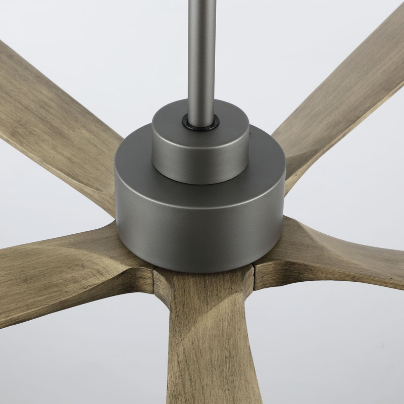 60" Waxman 5 - Blade Standard Ceiling Fan with Remote Control, Gray, Nickel