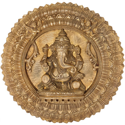 Décoration murale plaque de lotus en laiton Lord Ganesha