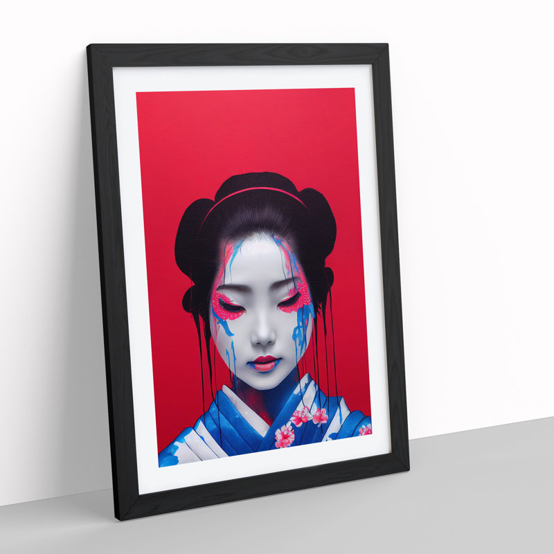 Geisha Splash No.2 1 Piece Single Picture Frame Painting, 64cm H x 46cm W x 2cm D, Black