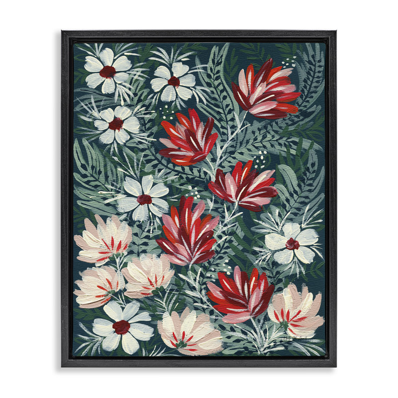 Art mural sur toile flottant Folksy, H 31 po x l 25 po, Cadre flottant noir de jais