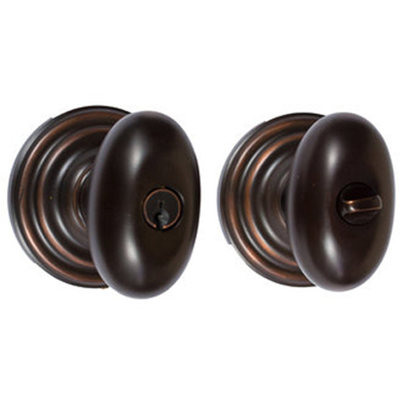 Egg Keyed Door Knob with Regular Rosette, Oil Rubbed Bronze