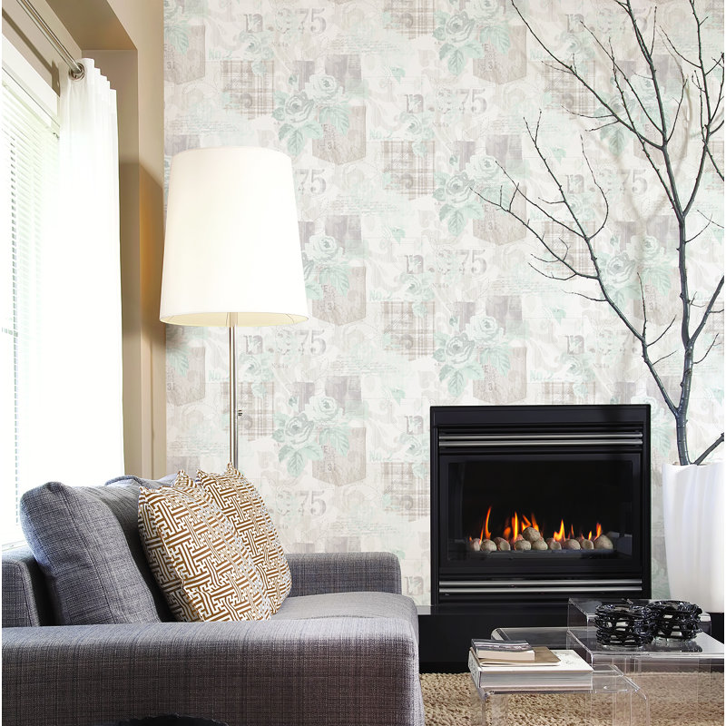 10m x 53cm Matte Wallpaper Roll, Grey/Light Blue