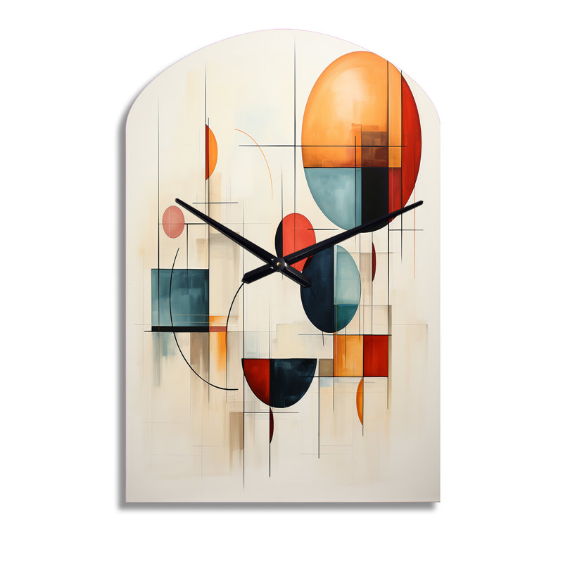 Horloge murale colorée en métal Mid Century, Grand